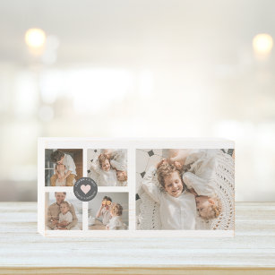 Modern Collage Personalized Family Photo Gift Wooden Box Sign