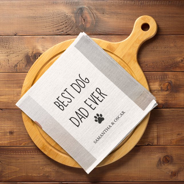 Modern Collage Photo Best Dad Dog Ever Kitchen Towel (Creator Uploaded)