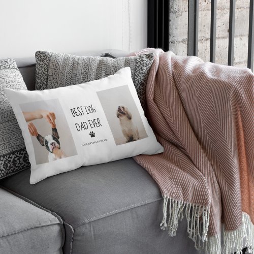 Modern Collage Photo Best Dad Dog Ever Lumbar Pillow