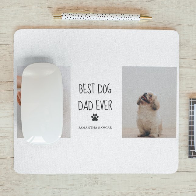 Modern Collage Photo Best Dad Dog Ever Mouse Pad (Creator Uploaded)