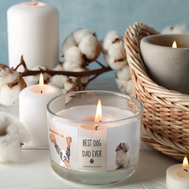 Modern Collage Photo Best Dad Dog Ever Rectangular Sticker (Creator Uploaded)