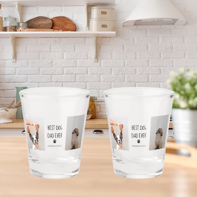 Modern Collage Photo Best Dad Dog Ever Shot Glass (Creator Uploaded)