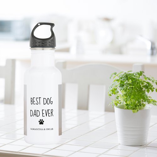 Modern Collage Photo Best Dad Dog Ever Stainless Steel Water Bottle