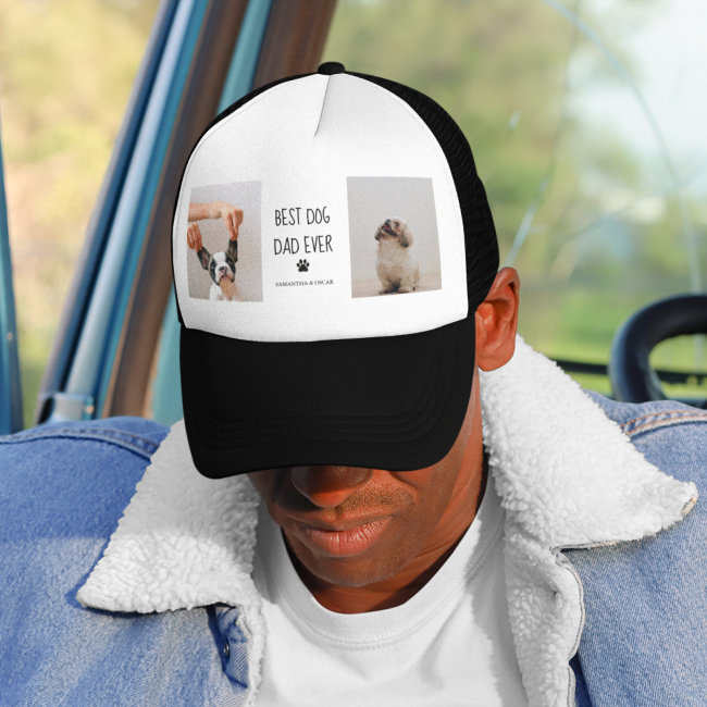 Modern Collage Photo Best Dad Dog Ever Trucker Hat