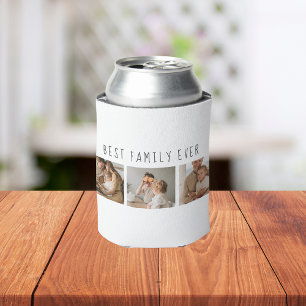 Modern Collage Photo & Best Family Ever Best Gift Can Cooler