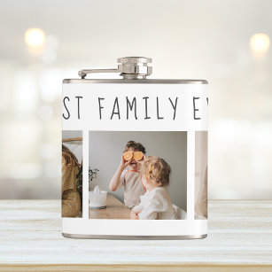 Modern Collage Photo & Best Family Ever Best Gift Flask