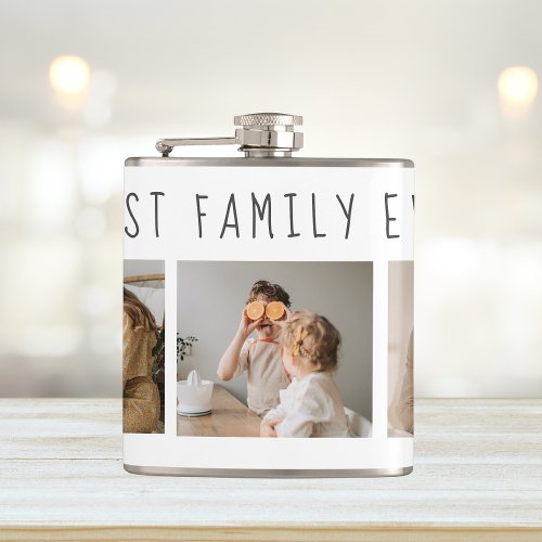 Modern Collage Photo  Best Family Ever Best Gift Flask