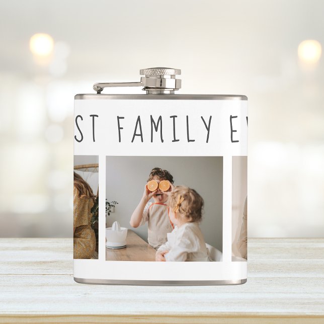 Modern Collage Photo & Best Family Ever Best Gift Flask (Creator Uploaded)