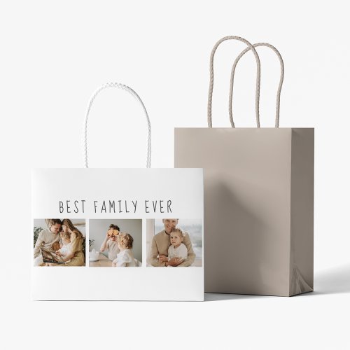 Modern Collage Photo  Best Family Ever Best Gift Large Gift Bag