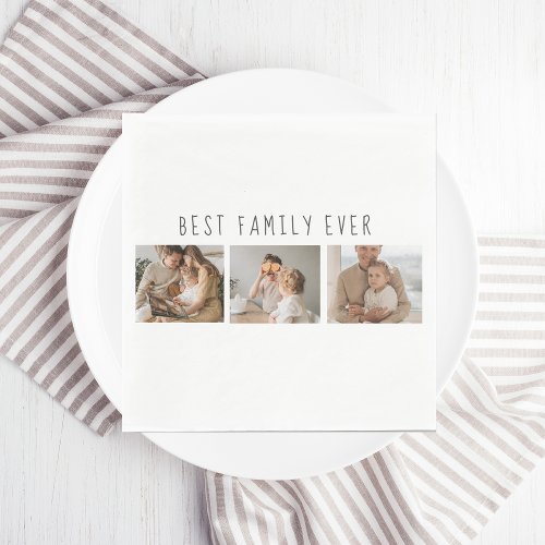 Modern Collage Photo  Best Family Ever Best Gift Napkins