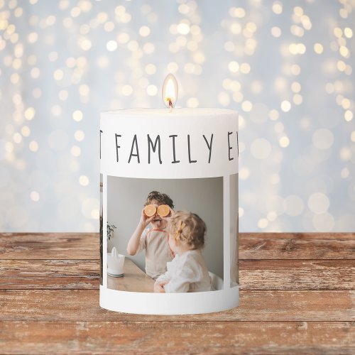 Modern Collage Photo  Best Family Ever Best Gift Pillar Candle