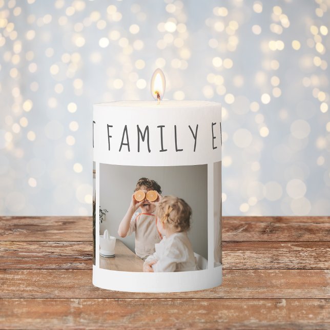 Modern Collage Photo & Best Family Ever Best Gift Pillar Candle (Creator Uploaded)