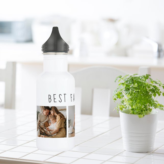 Modern Collage Photo & Best Family Ever Best Gift Stainless Steel Water Bottle (Creator Uploaded)