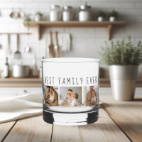 Modern Collage Photo & Best Family Ever Best Gift Whiskey Glass