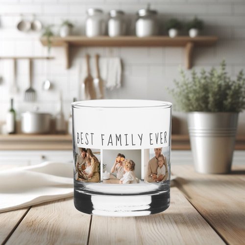 Modern Collage Photo  Best Family Ever Best Gift Whiskey Glass