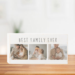 Modern Collage Photo & Best Family Ever Best Gift Wooden Box Sign