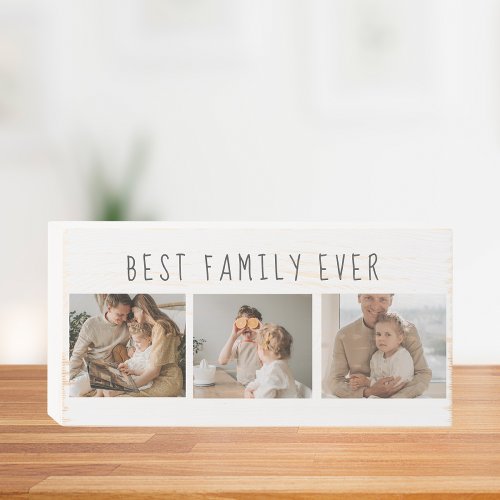 Modern Collage Photo  Best Family Ever Best Gift Wooden Box Sign