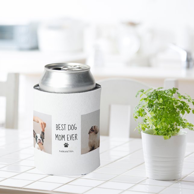 Modern Collage Photo Best Mom Dog Ever  Can Cooler (Creator Uploaded)