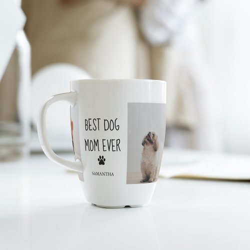 Modern Collage Photo Best Mom Dog Ever  Latte Mug