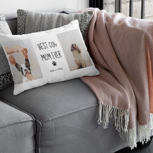 Modern Collage Photo Best Mom Dog Ever  Lumbar Pillow
