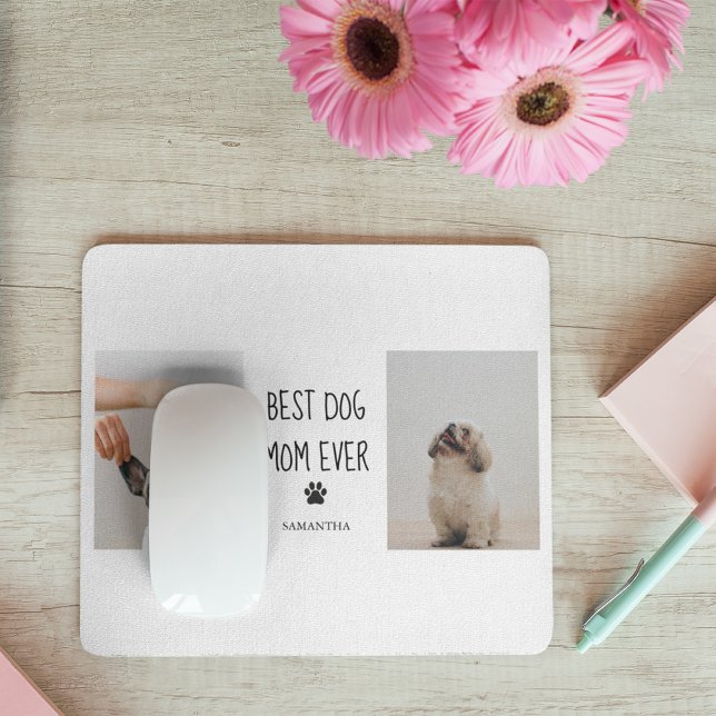 Modern Collage Photo Best Mom Dog Ever  Mouse Pad (Creator Uploaded)