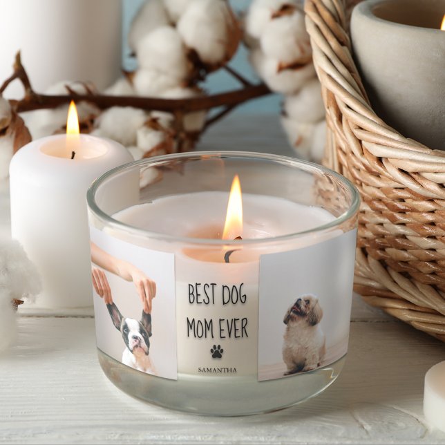 Modern Collage Photo Best Mom Dog Ever  Rectangular Sticker (Creator Uploaded)