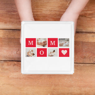 Modern Collage Photo &  Best Mom Ever Gift Acrylic Tray