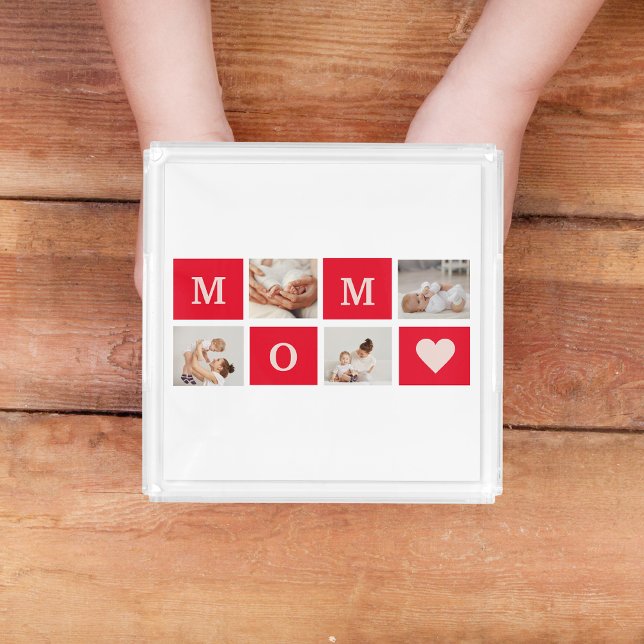 Modern Collage Photo &  Best Mom Ever Gift Acrylic Tray (Creator Uploaded)