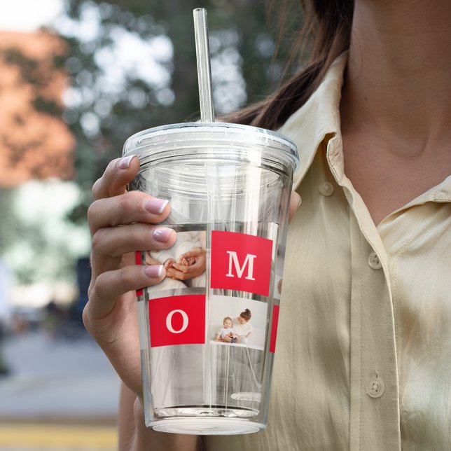 Modern Collage Photo &  Best Mom Ever Gift Acrylic Tumbler (Creator Uploaded)