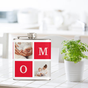 Modern Collage Photo &  Best Mom Ever Gift Flask