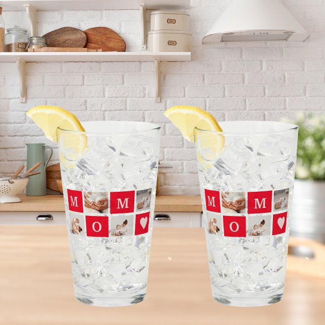 Modern Collage Photo &  Best Mom Ever Gift Glass (Creator Uploaded)