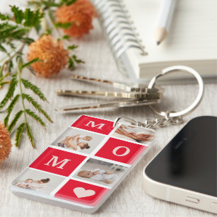 Modern Collage Photo & Best Mom Ever Gift Keychain