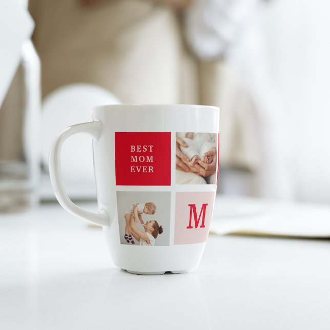 Modern Collage Photo & Best Mom Ever Gift Latte Mug (Creator Uploaded)