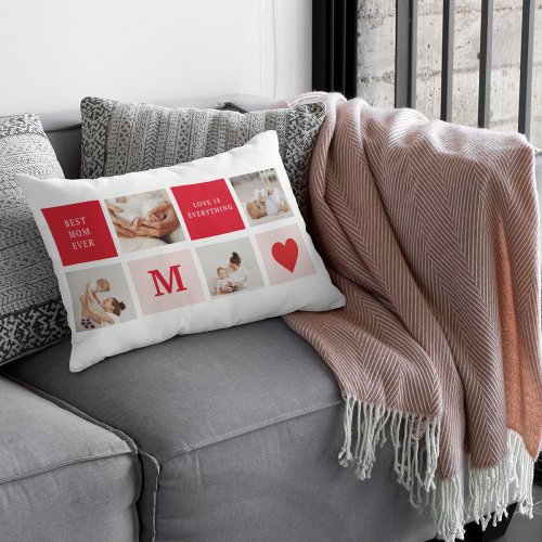 Modern Collage Photo  Best Mom Ever Gift Lumbar Pillow