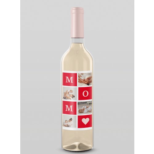 Modern Collage Photo   Best Mom Ever Gift Wine Label