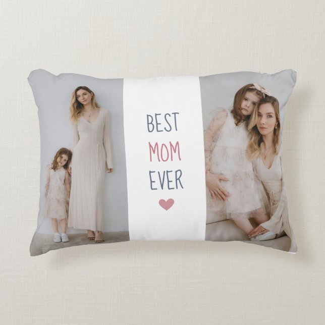 Modern Collage Photo Best Mom Ever Pillow (Front)