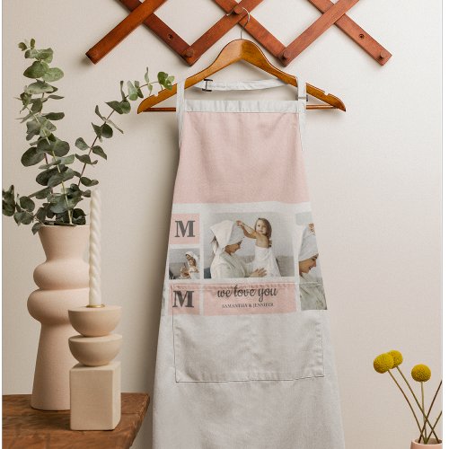 Modern Collage Photo Best Mom Ever Pink Gift Apron