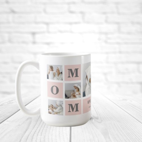 Modern Collage Photo Best Mom Ever Pink Gift Coffee Mug