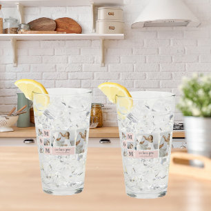 Modern Collage Photo Best Mom Ever Pink Gift Glass