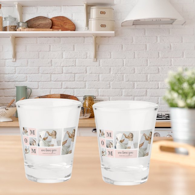 Modern Collage Photo Best Mom Ever Pink Gift Shot Glass (Creator Uploaded)