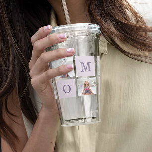 Modern Collage Photo Best Mom Ever Purple Gift Acrylic Tumbler