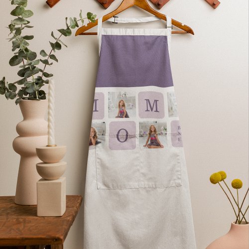 Modern Collage Photo Best Mom Ever Purple Gift Apron