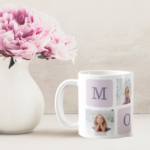 Modern Collage Photo Best Mom Ever Purple Gift Coffee Mug