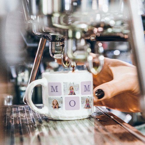 Modern Collage Photo Best Mom Ever Purple Gift Espresso Cup