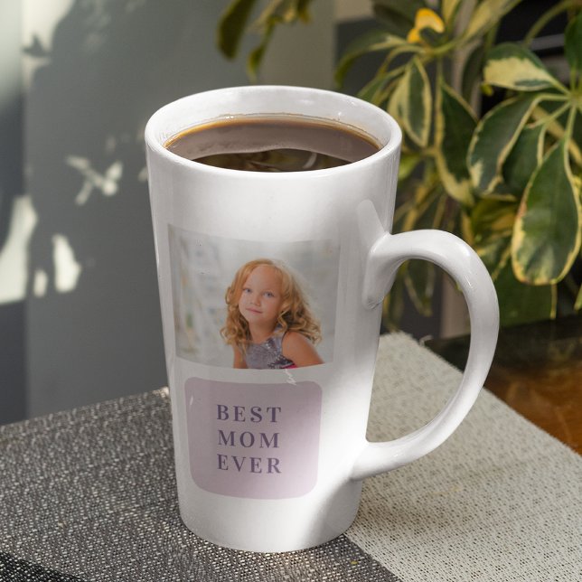 Modern Collage Photo Best Mom Ever Purple Gift Latte Mug (Creator Uploaded)