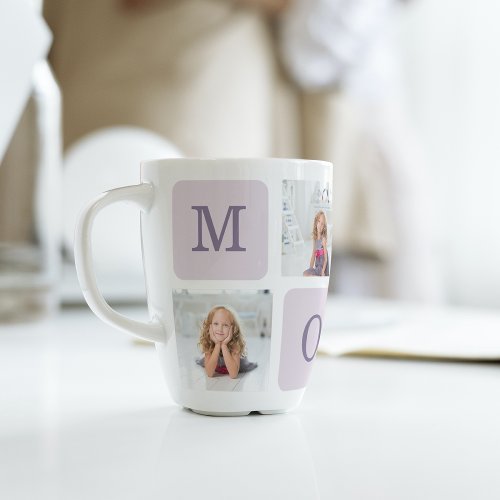 Modern Collage Photo Best Mom Ever Purple Gift Latte Mug