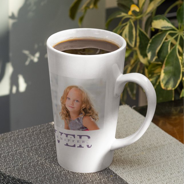 Modern Collage Photo Best Mom Ever Purple Gift  Latte Mug (Creator Uploaded)