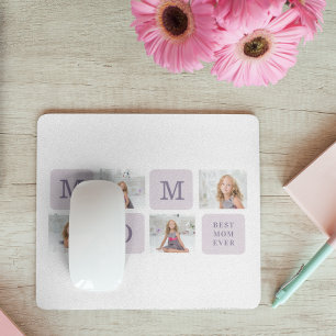 Modern Collage Photo Best Mom Ever Purple Gift Mouse Pad