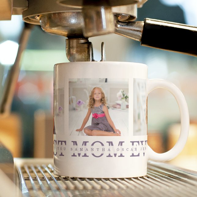 Modern Collage Photo Best Mom Ever Purple Gift  Mug (Creator Uploaded)