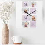 Modern Collage Photo Best Mom Ever Purple Gift Square Wall Clock<br><div class="desc">Modern Collage Photo Best Mom Ever Purple Gift. Best Personalized Gift For Mothers day,  Woman's day or Mom Birthday.  Surprise Mom With a Gift That’s As Amazing As She Is.</div>